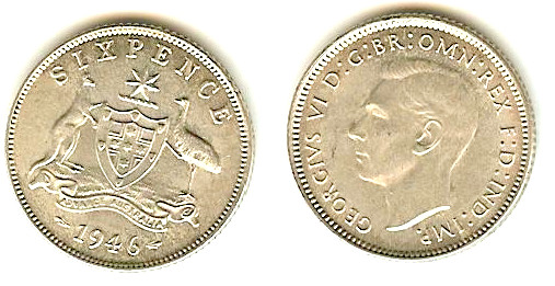 Australian 6 pence 1946 Choice Uncirculated